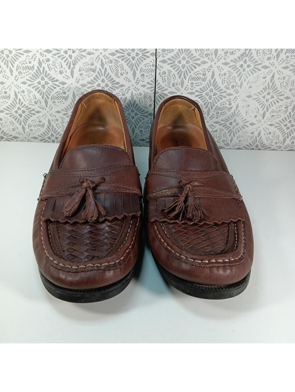 Arnold Palmer Ashton Brown Leather Loafers Slip On Woven Shoes 10